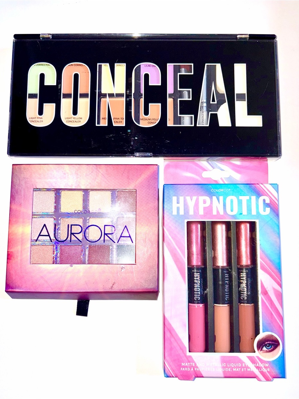 Set of 3 Makeup Palette Bundle: Colorco eye shadow & Profusion Concealer Palette